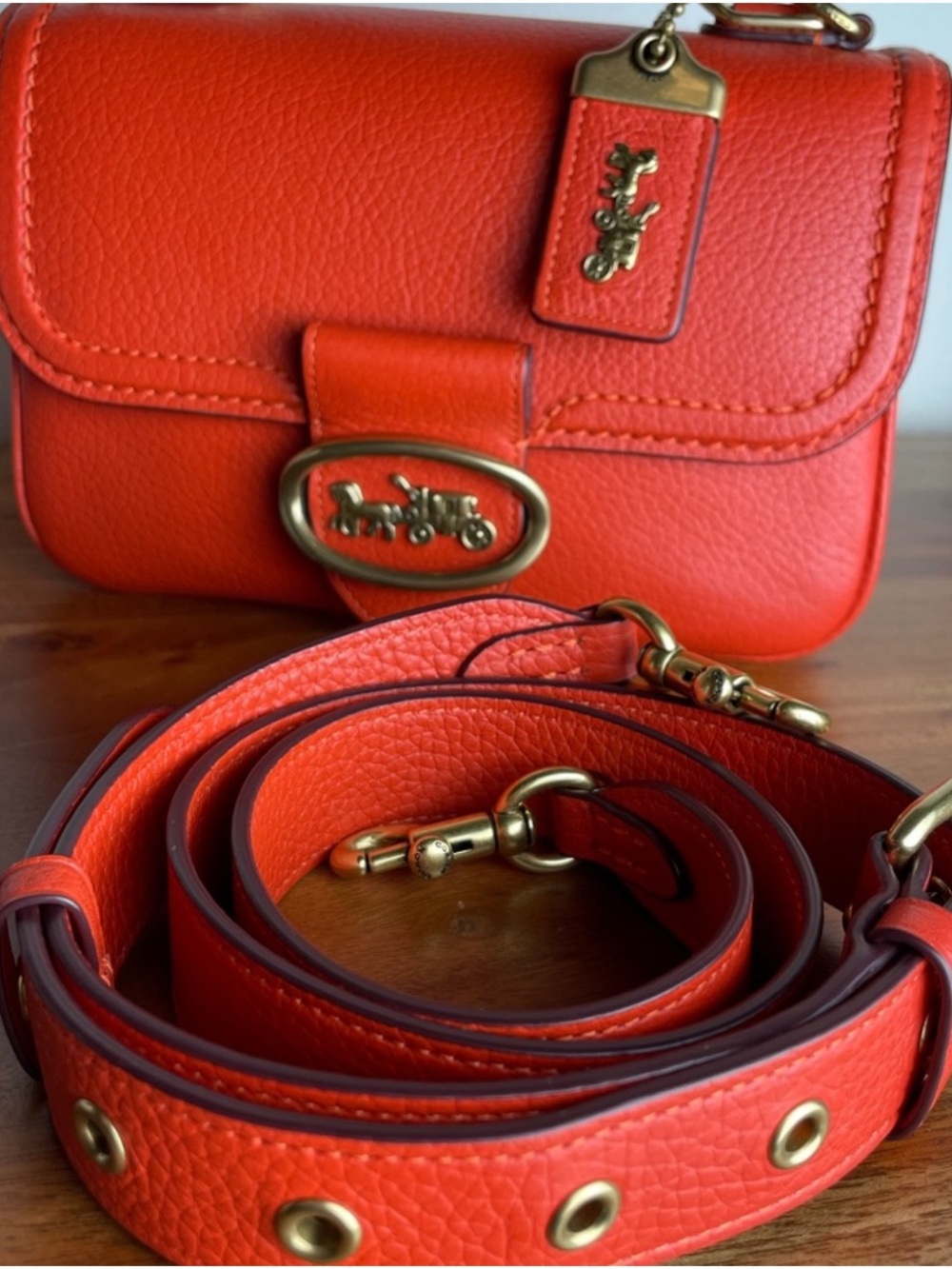 LIKE NEW Coach Riley Top Handle 22 mango - Picture 8 of 12